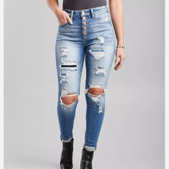 KanCan Signature Kurvy Ultra High Ankle Jean Arya Wash 27 VBK1750A - Picture 1 of 13